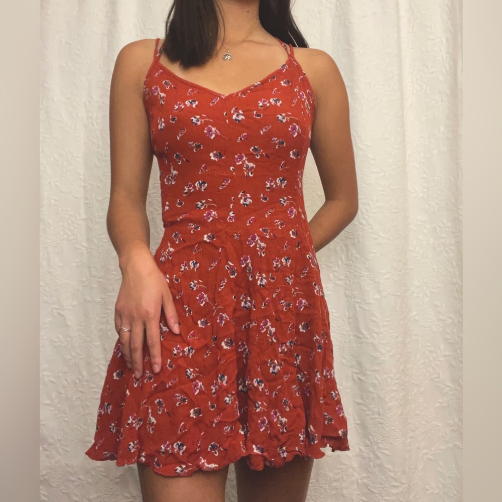 American Eagle Outfitters red floral summer dress